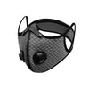 Schwarze ergonomische, verstellbare Schutzmaske mit Netzmundstück und flexiblen Riemen.