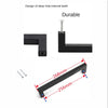 Matte black stainless steel cabinet pulls featuring a design for deep hole internal teeth.