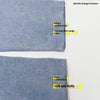 Comparación de pantalones que cambian rápidamente antes y después de la modificación, mostrando un proceso de reparación de t