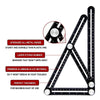 A black precision six-fold construction angle measuring ruler with laser etched markings and premium aluminum alloy material.