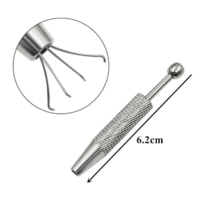 A precision diamond setting tool featuring a pointed tip and multiple prongs for setting stones.