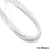 White stretchy elastic cord for jewelry making, shown in a coiled length.