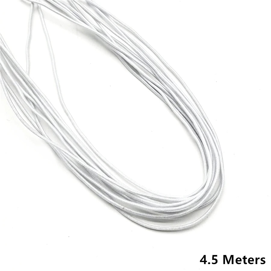 White stretchy elastic cord for jewelry making, shown in a coiled length.