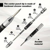 A diagram showing the components of a heavy duty automatic center punch tool, including the tip, body, and spring.