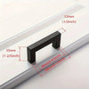 A black stainless steel cabinet pull with dimensions 12mm high and 35mm wide, shown against a white surface.