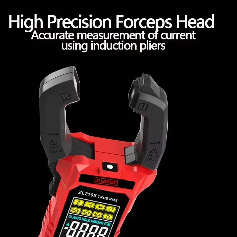 Pinza de alta precisión roja con alicates de inducción y pantalla digital para pruebas eléctricas