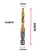 M5x0.8 tap and drill bit set showing the size and dimensions of the tool.