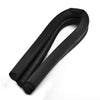 Black windproof door draft excluder seal strip rolled into a cylindrical shape