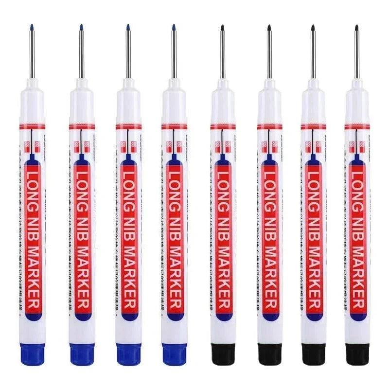 A set of long nib marker pens used for precision perforating and deep hole marking.