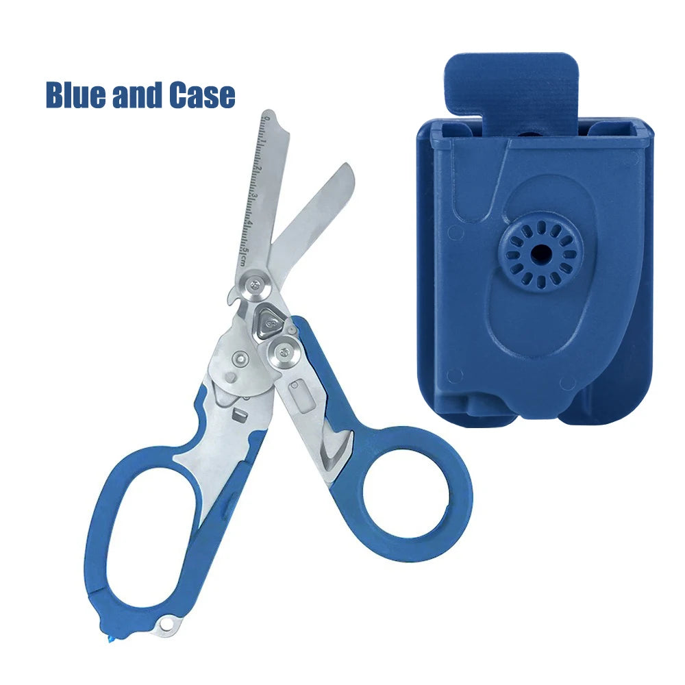 Blue and case 6-in-1 tactical foldable shears for emergency and EDC