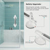 Safety upgrade feature showing red and green prompts for suction cup strength on an elderly safety grab bar.