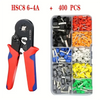 A set of HSC8 6-4A crimping pliers and 400 pieces of electrical terminals in various colors.