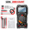 AnENG SZ06 digital multimeter with a black casing and red accents, showing the display and various test leads.
