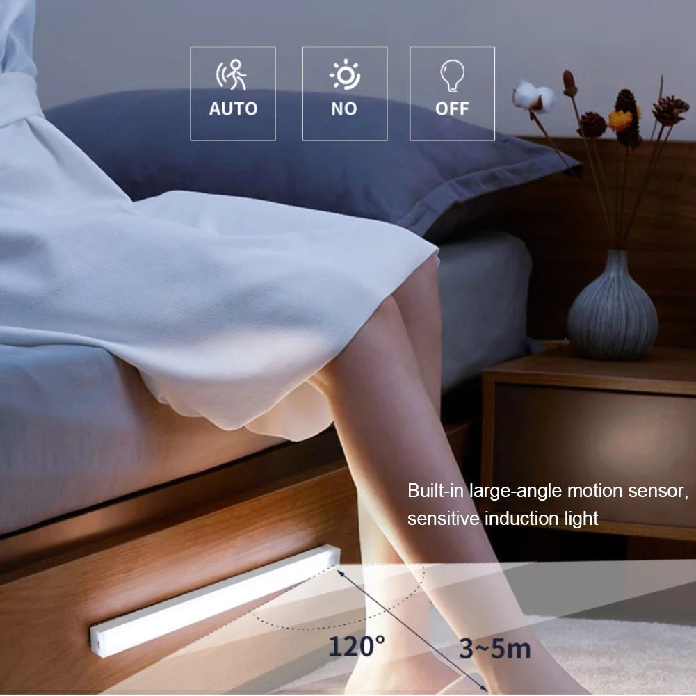 A hand illuminates a light source with a built-in large-angle motion sensor and induction light.