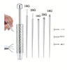 Stainless steel piercing ball grabber kit showing various gauges of needles and a main tool