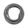 A coiled heavy duty spring sewer cleaning tool made of metal.