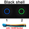 Two black shell LED push button switches labeled 1 and 2 with a 15CM socket.