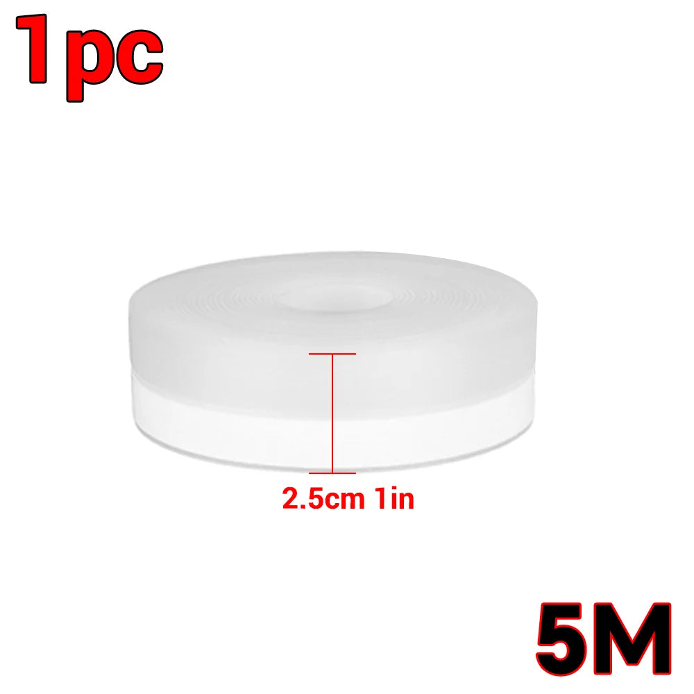 A white silicone weather stripping seal tape roll, 2.5cm in diameter.