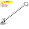 A silver heavy duty adjustable door hinge wrench with a long shaft and a C-shaped opening.