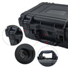 Black waterproof hard carry case with removable tool holders and sponge storage compartments