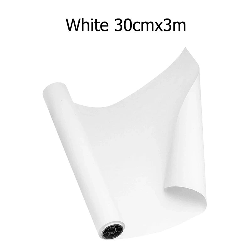 A roll of white craft paper measuring 30cm by 3 meters.