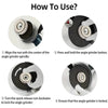Instructions showing how to use a universal self-locking grinder with a pressing plate and angle grinder spindle.