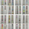 A collection of paracord survival ropes in various diameters and colors displayed in a grid format.