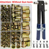 A plastic container holding a set of professional steel rivet nuts and various gun tools.