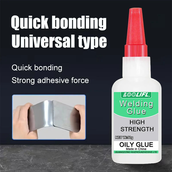 Bottle of LooLIF Welding Glue a red cap and white body for quick bonding