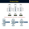 Diagram showing various sizes of expansion screws with corresponding measurements and usage examples.