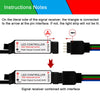 Diagram showing instructions for connecting a triangle to an arrow on a signal receiver and the LED controller with remote co