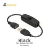 Black USB to DC LED controller cable with a button switch for on/off operation
