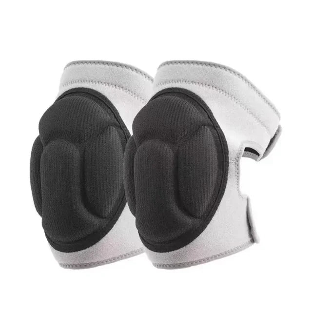 Pair of silver and black durable knee pads for gardening and sports