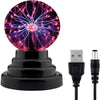 A black base with a glowing purple and pink plasma ball LED night light on top.