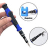 A precision screwdriver set with a magnetic tip and a magnetizer tool shown in detail.