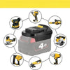 A collection of various battery adapters and tools for converting Milwaukee to Dewalt power tools.