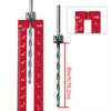 A metal cabinet handle punch locator guide showing a 3-inch (76.2in) measurement scale and an inch/cm ruler.
