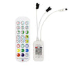 A white Bluetooth RGBIC LED strip controller with multiple output ports and a power switch.