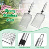 A set of heavy duty stainless steel soil sieves showing the reinforced metal edge, comfortable handle, and easy to hang desig