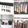 A set of metal curtain rings and clips used for hanging curtains.