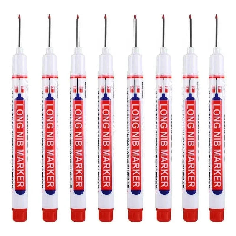 A set of long nib marker pens used for precision perforating and deep hole marking.