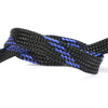 Manchettes de câble tressées noires et bleues enroulées