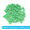 100 pieces of green long stem 2.54mm jumper cap connectors for through hole applications