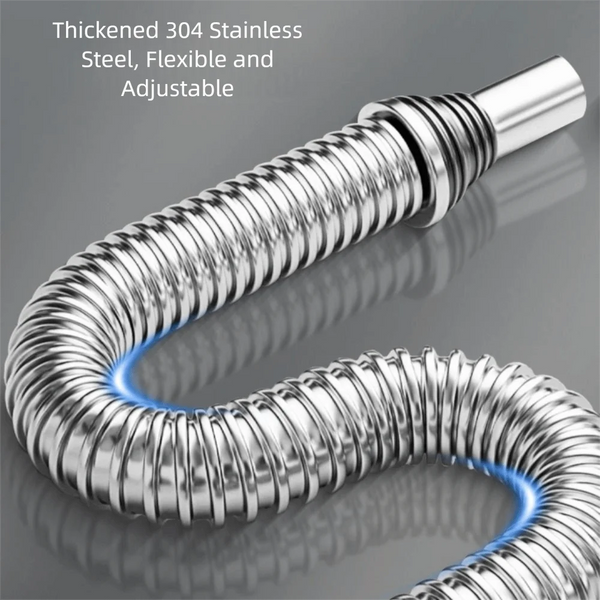 Thickened 304 stainless steel flexible and adjustable sink drain pipe