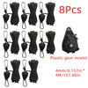 Eight pieces of black plastic gear model tie down rope tightener with metal hooks
