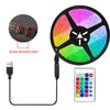 A circular RGB LED light panel connected by a cable to a USB plug and a remote control.
