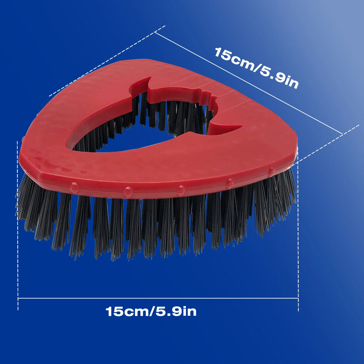 A red replacement mop set with black bristles shown from above and below.