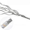 Close-up view of a stainless steel clothesline rope with a 3mm diameter, showing multiple strands.