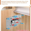 Stainless steel hinge mounting plate kit installed on a wooden door, showing various supporting forces.