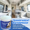 A jar of transparent waterproof sealant labeled Farienne Waterproof Invisible for sealing structures and roofs.